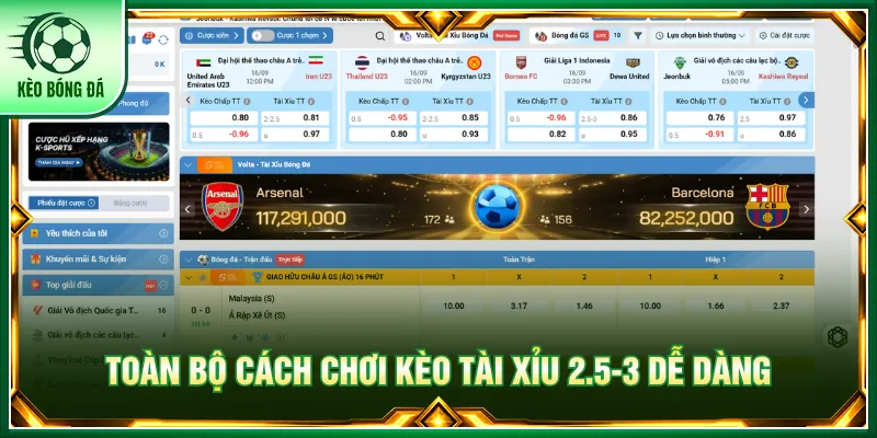 Kèo Tài Xỉu 2.5-3 - Hướng Dẫn Cách Đọc Odds Chuẩn Xác Người mới nắm rõ toàn bộ quy tắc cược kèo và tính tiền