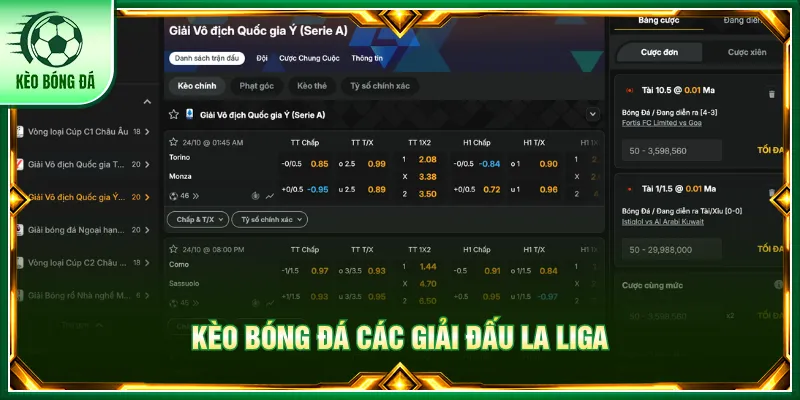 Theo dõi bảng kèo tại những giải vô địch quốc gia hàng đầu châu Âu